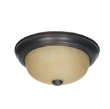 NUVO 60-1255 2 Light - 11" Flush with Champagne Linen Washed Glass - Mahogany Bronze Finish