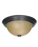 NUVO 60-1257 2 Light - 15" Flush with Champagne Linen Washed Glass - Mahogany Bronze Finish