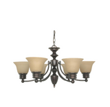 NUVO 60-1274 Empire - 6 Light Chandelier with Champagne Linen Washed Glass - Mahogany Bronze Finish