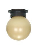 NUVO 60-1279 1 Light - 6" Flush with Champagne Linen Washed Glass - Mahogany Bronze Finish Finish