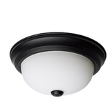 NUVO 60-127 2 Light; 11 Inch; Flush Mount; Matte Black Finish; Opal Glass