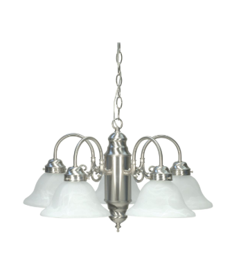 Nuvo 60-1290 5 Light - Chandelier with Alabaster Glass - Brushed Nickel Finish