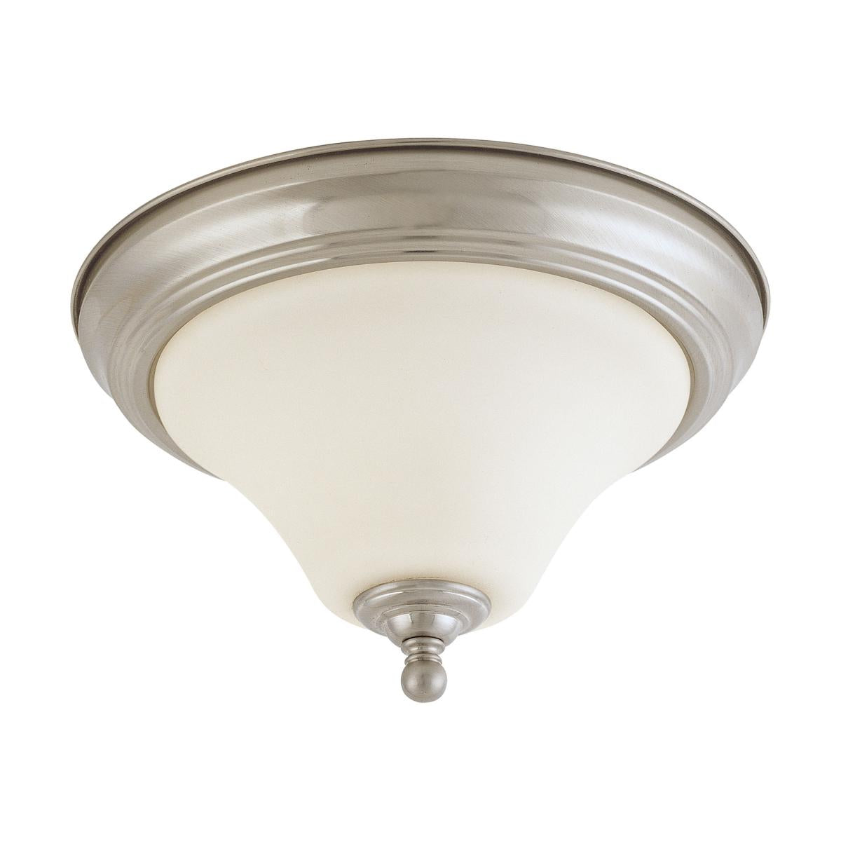 Nuvo 60-1826 15" Dupont - 2 Light Flush Mount - Satin White Glass, Brushed Nickel Finish, 120V, 75W, Sloped Ceiling Compatible