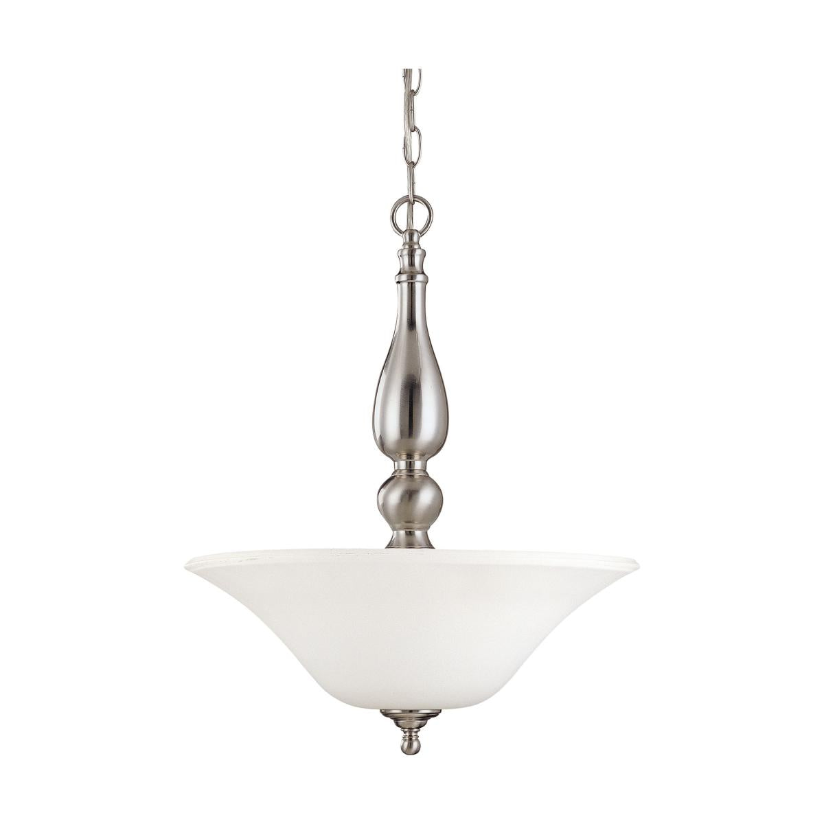 Nuvo 60-1828 Dupont 3 Light Pendant - 20" Satin White Glass, Brushed Nickel Finish, 120V, 60W