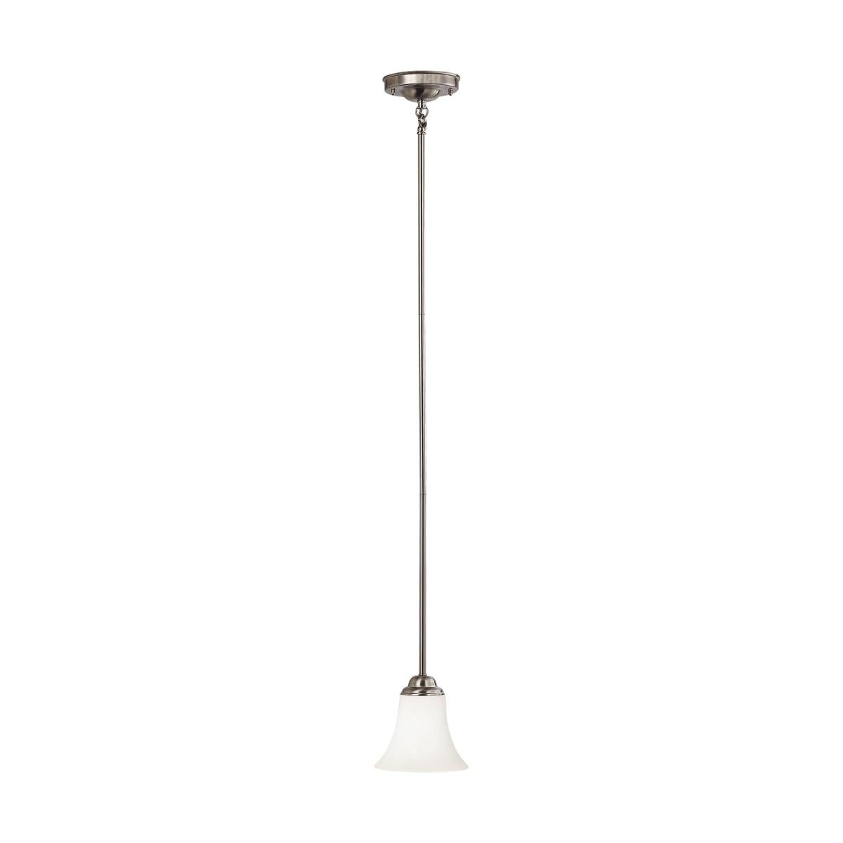 Nuvo 60-1831 Dupont 1 Light Mini Pendant - 7.5" Satin White Glass, Brushed Nickel Finish, 120V, 60W
