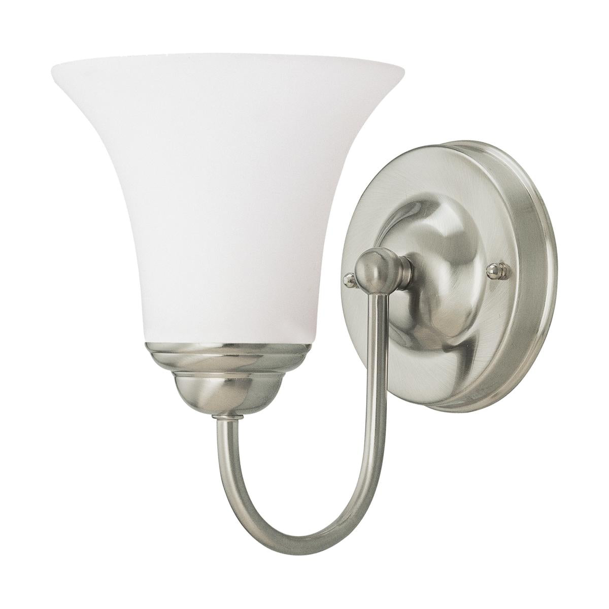 Nuvo 60-1832 Dupont 1 Light Vanity - 8" Satin White Glass, Brushed Nickel Finish, 120V, 100W