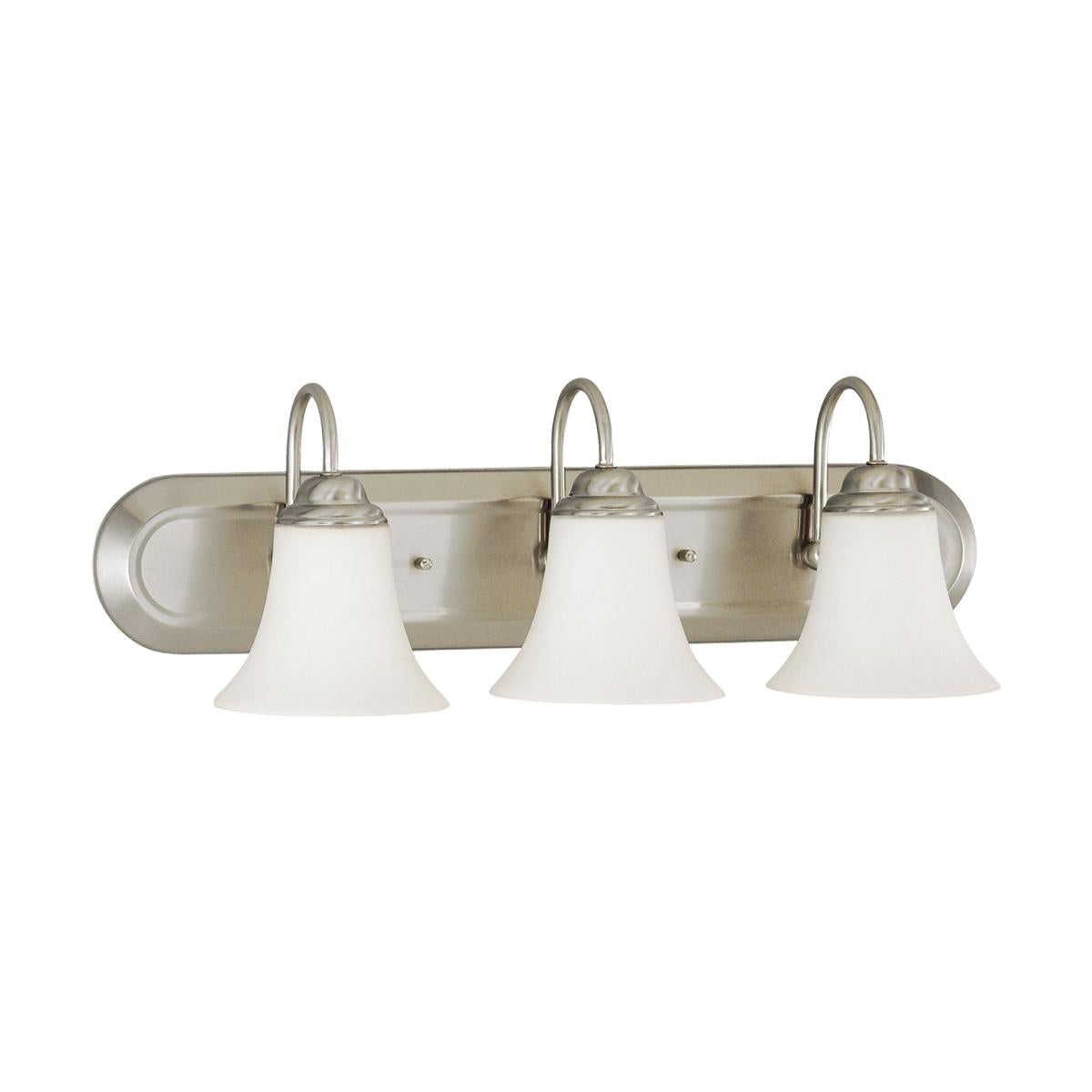 Nuvo 60-1834 Dupont 3 Light Vanity - 24" Satin White Glass, Brushed Nickel Finish, 120V, 100W
