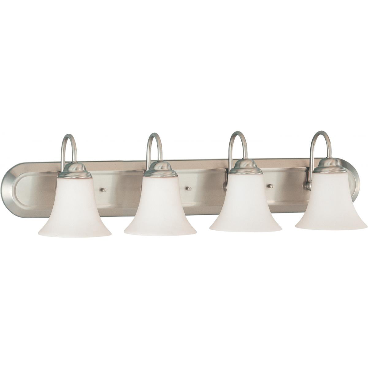 Nuvo 60-1835 Dupont 4 Light Vanity - 30" Satin White Glass, Brushed Nickel Finish, 120V, 100W