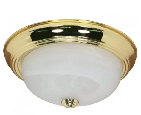 Nuvo 60-213 11" Flush Mount Ceiling Light Fixture, Polished Brass, Alabaster Glass