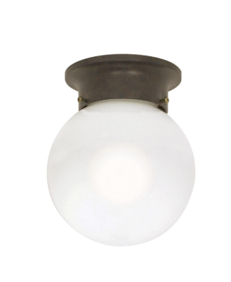 Nuvo 60-247 1 Light - 6" Flush with White Glass - Old Bronze Finish