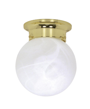 Nuvo 60-255 1 Light - 6" Flush Mount with Alabaster Glass - Polished Brass Finish