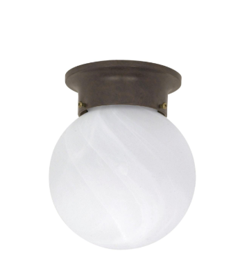 Nuvo 60-259 1 Light - 6" Flush Mount with Alabaster Glass - Old Bronze Finish