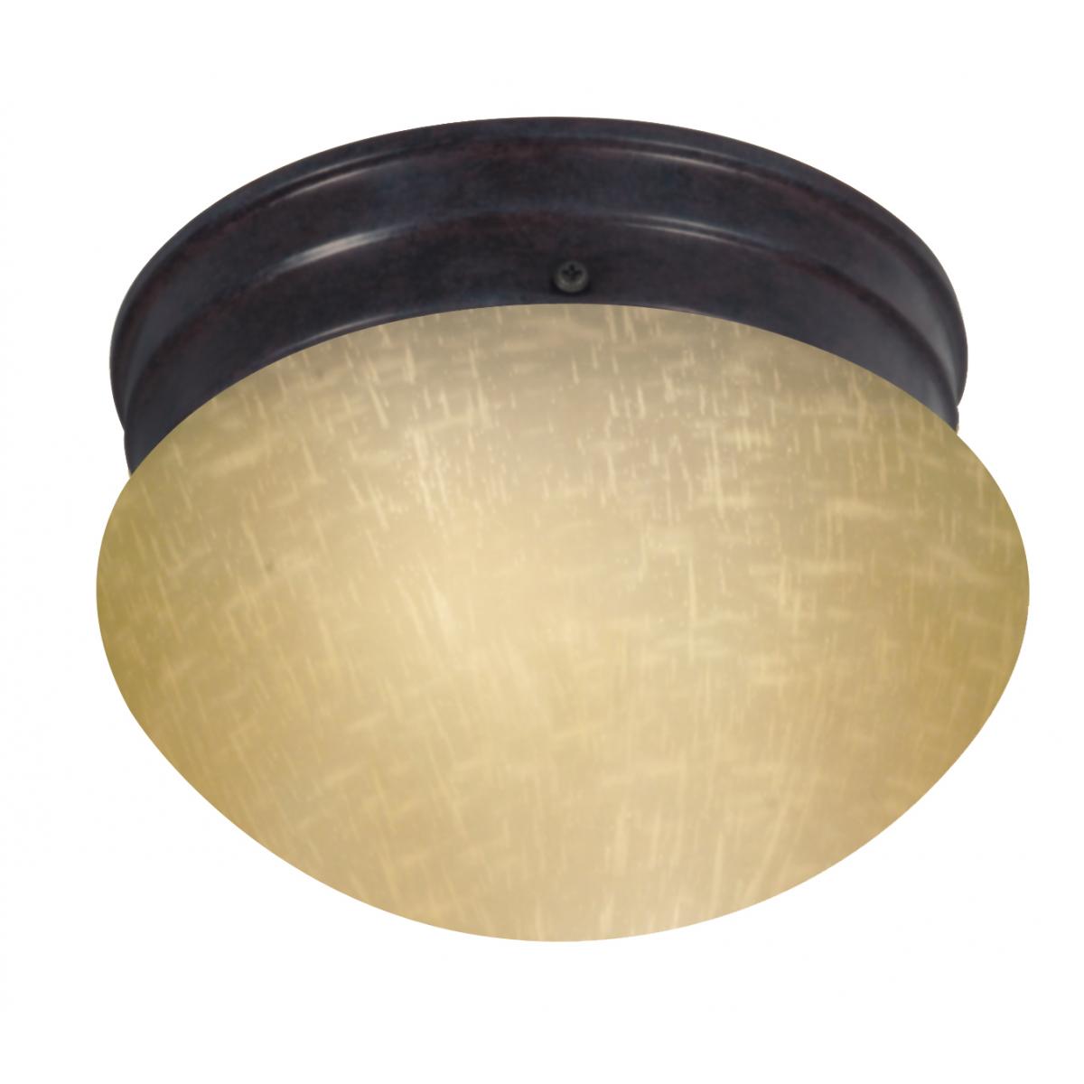 Nuvo 60-2642 1 Light 8" Flush Mount - Champagne Linen Glass, Mahogany Bronze Finish, 120V, 60W