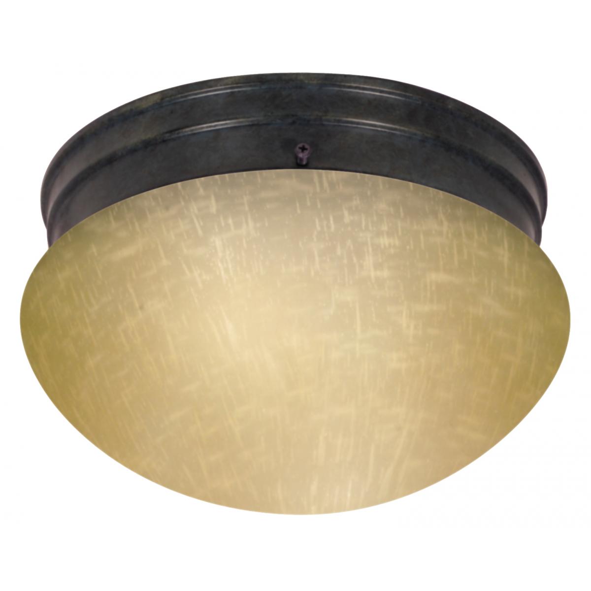 Nuvo 60-2644 2 Light 10" Flush Mount - Champagne Linen Glass, Mahogany Bronze Finish, 120V, 60W