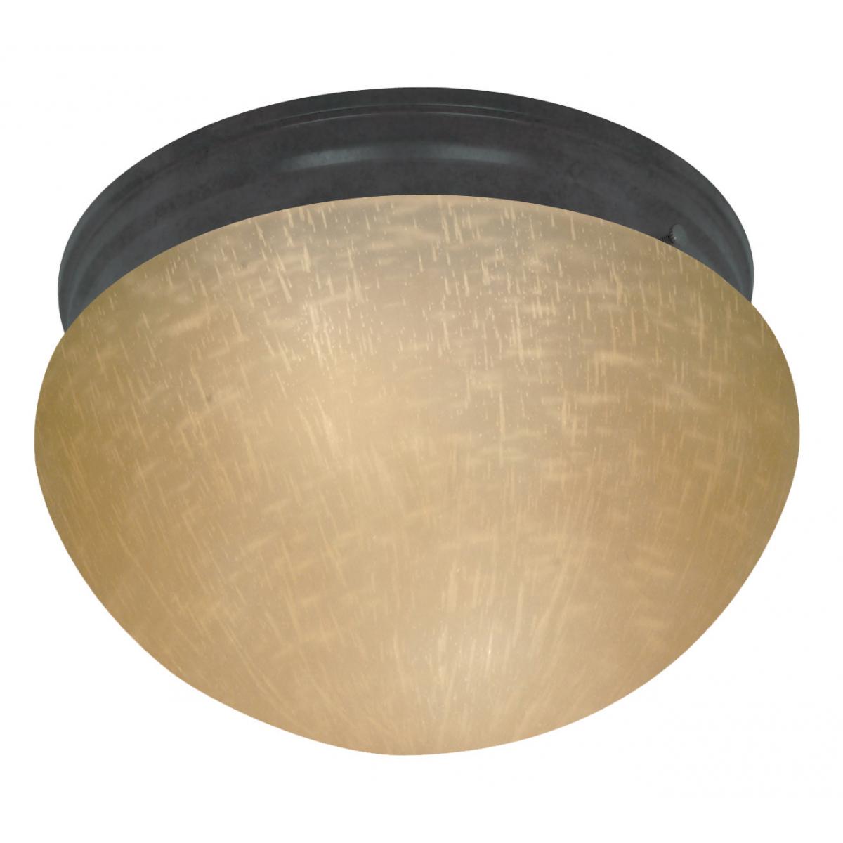 Nuvo 60-2646 2 Light 12" Flush Mount - Champagne Linen Glass, Mahogany Bronze Finish, 120V, 60W