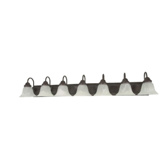 Nuvo 60-292 Ballerina - 7 Light 48" Vanity with Alabaster Glass Bell Shades - Old Bronze Finish