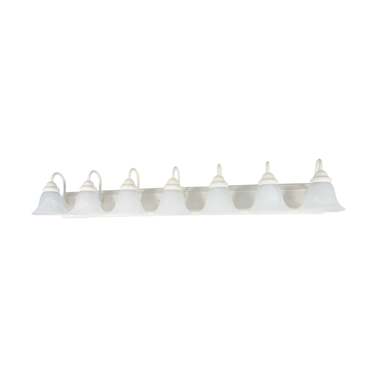 Nuvo 60-294 Ballerina 48" 7-Light Vanity Fixture with Alabaster Glass, Textured White