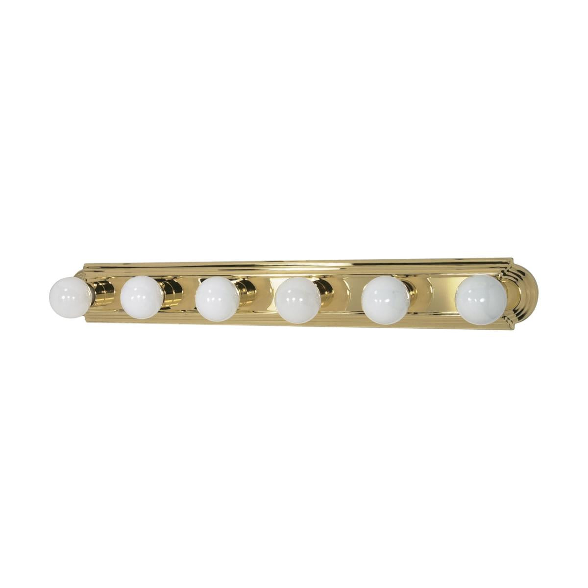 Nuvo 60-310 6-Light 36" Vanity Strip, Polished Brass Finish, 100W Max, Damp Rated
