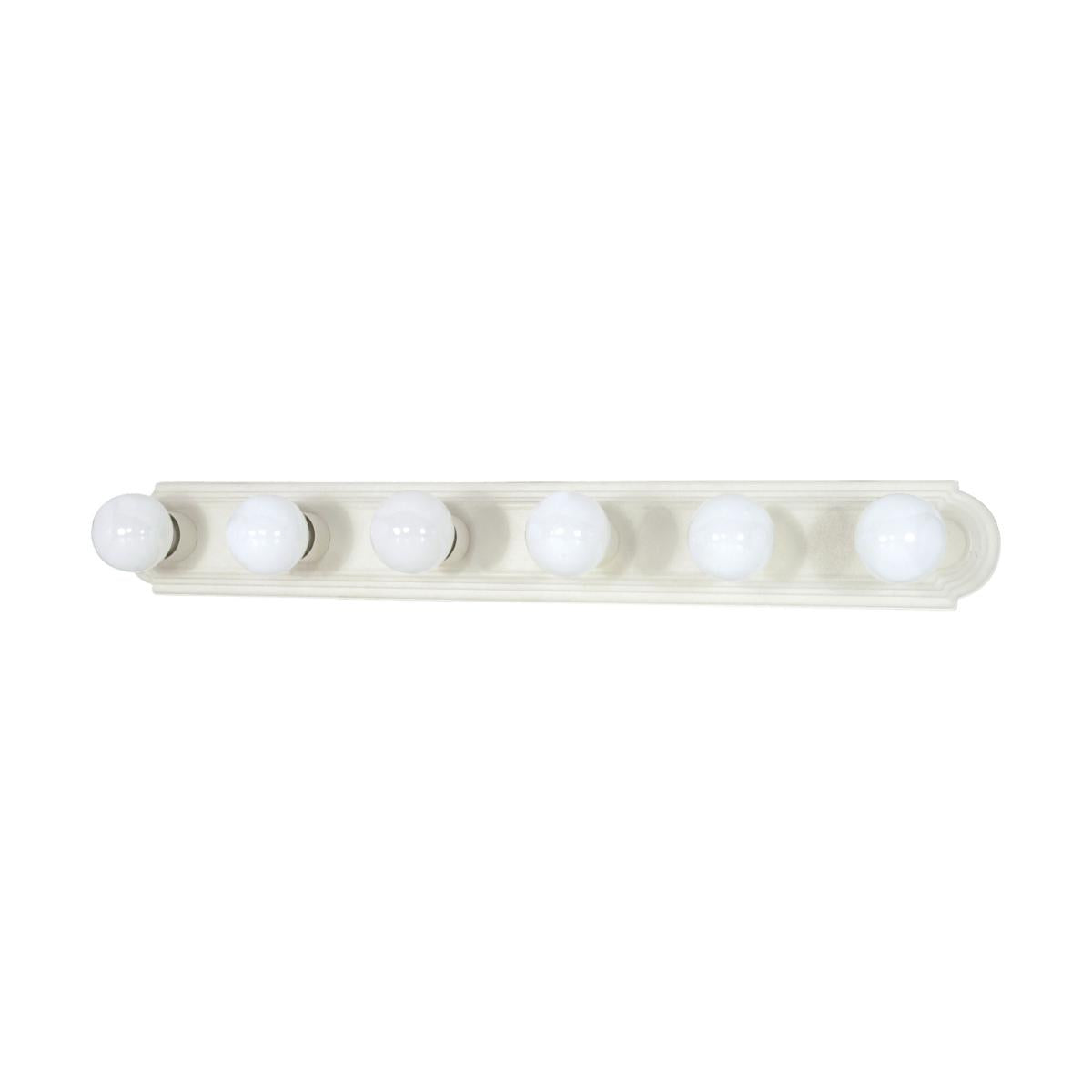 Nuvo 60-314 6-Light 36" Vanity Strip, Textured White Finish, 100W Max, Damp Rated