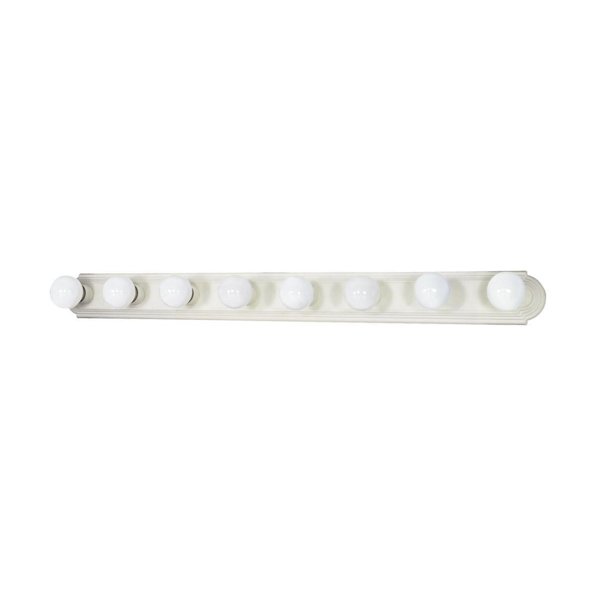 Nuvo 60-315 8-Light 48" Vanity Strip, Textured White Finish, 100W Max, Damp Rated