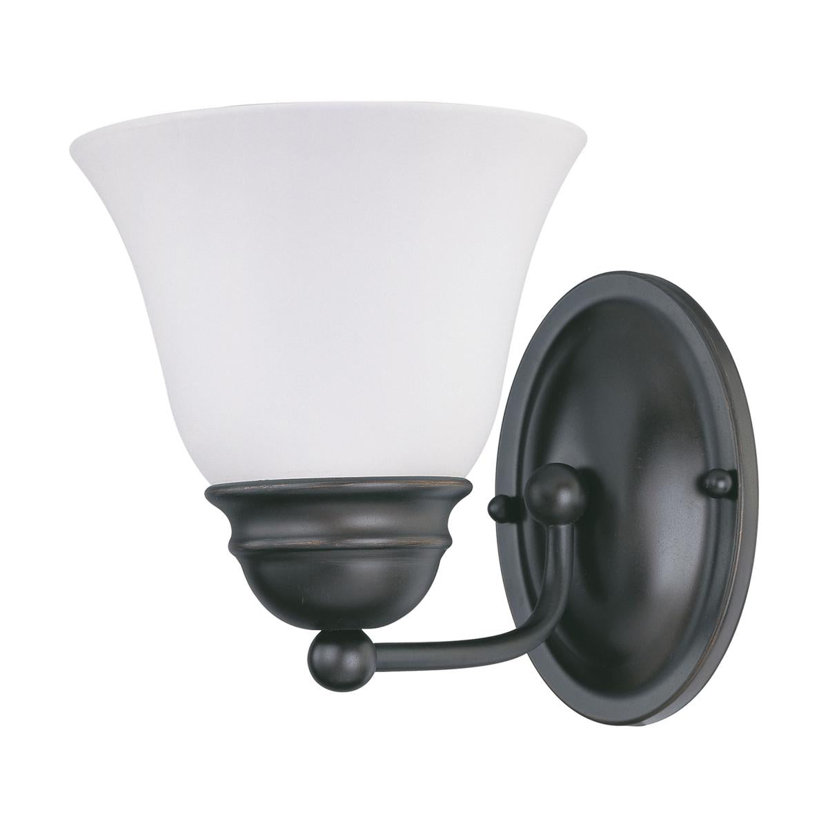 Nuvo 60-3165 Empire - 1 Light 7" Vanity, Frosted White Glass, Mahogany Bronze Finish, 120V, 100W