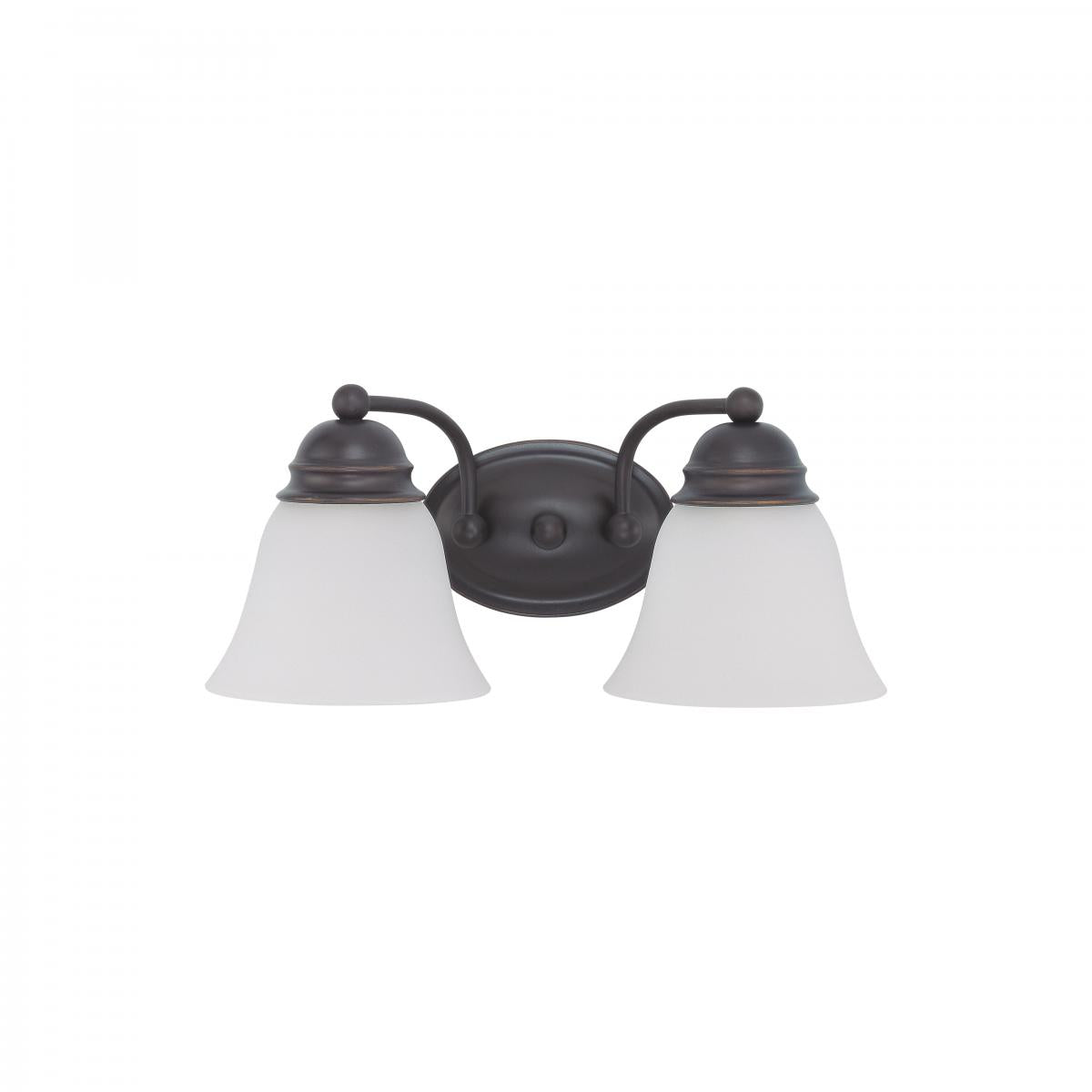 Nuvo 60-3166 Empire - 2 Light 15" Vanity, Frosted White Glass, Mahogany Bronze Finish, 120V, 100W