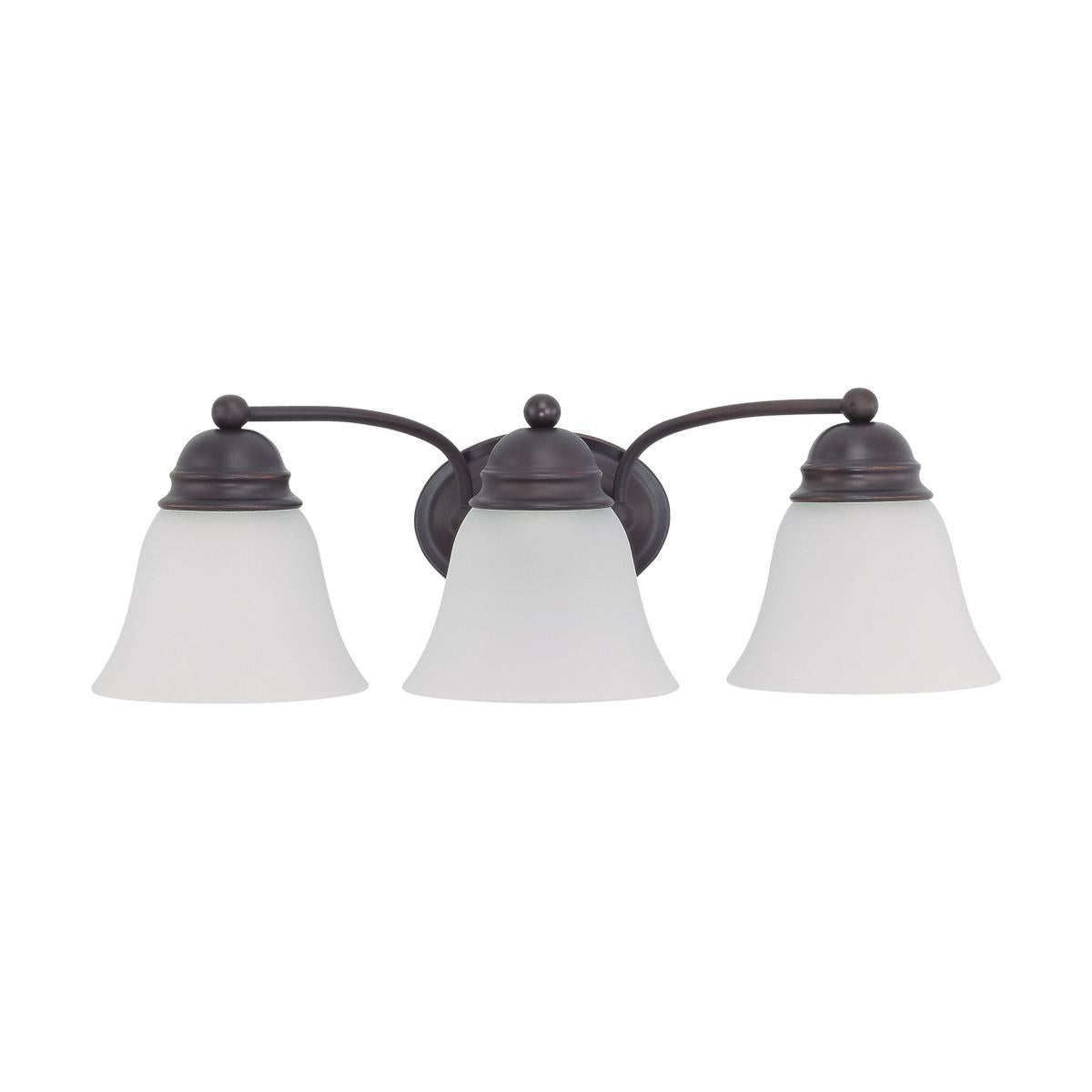 Nuvo 60-3167 Empire - 3 Light 21" Vanity, Frosted White Glass, Mahogany Bronze Finish, 120V, 100W