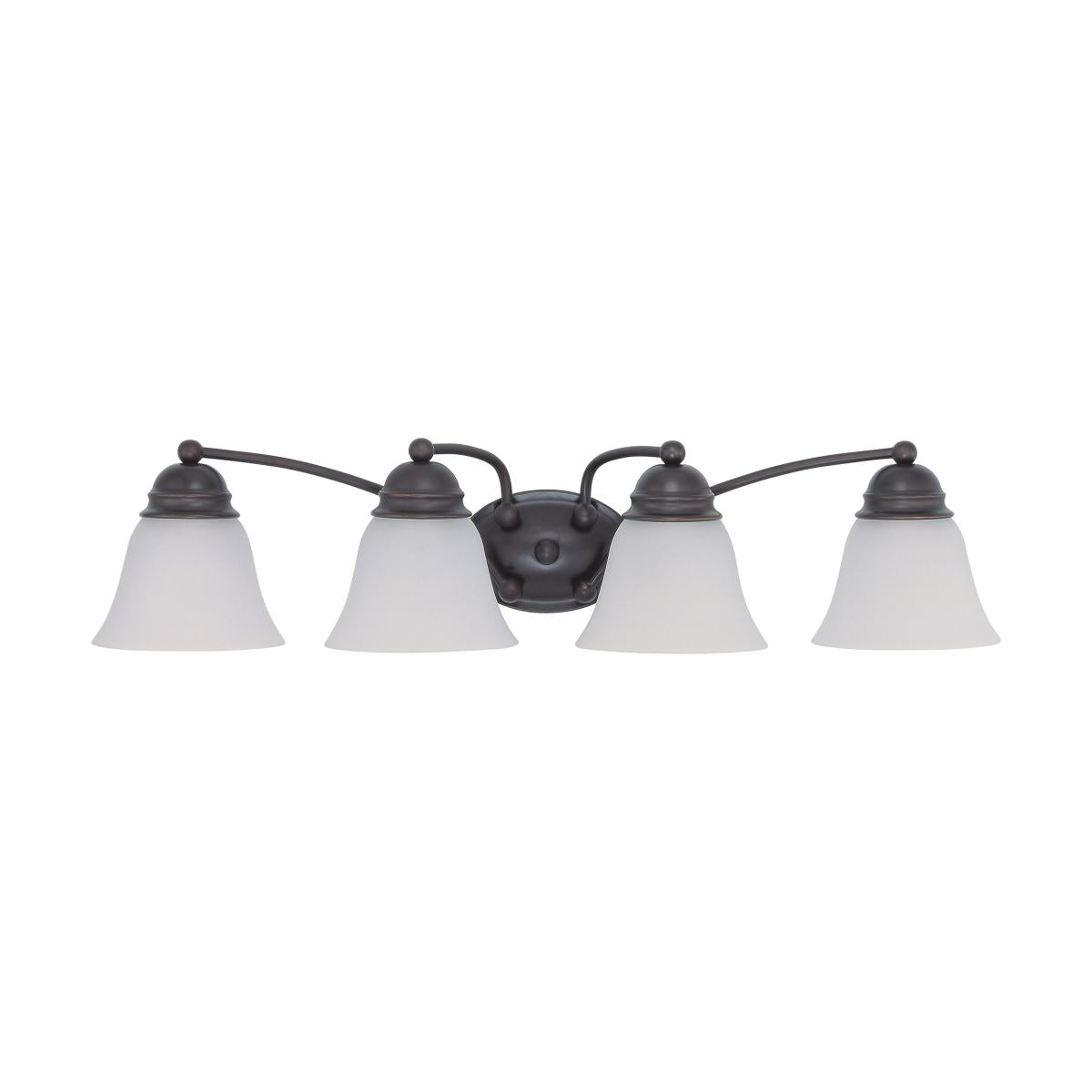 Nuvo 60-3168 Empire - 4 Light 29" Vanity, Frosted White Glass, Mahogany Bronze Finish, 120V, 100W