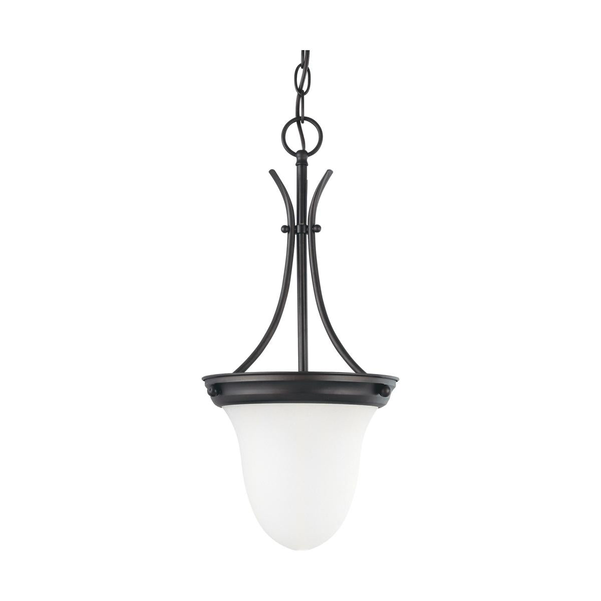 Nuvo 60-3174 1 Light 10" Pendant, Frosted White Glass, Mahogany Bronze Finish, 120V, 100W