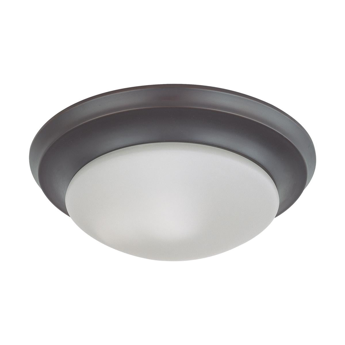 Nuvo 60-3177 3 Light 17" Flush Mount, Frosted White Glass, Mahogany Bronze Finish, 120V, 60W