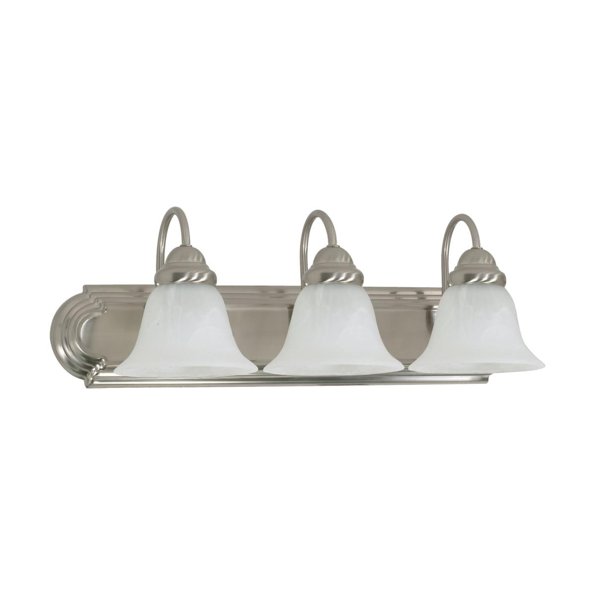 Nuvo 60-321 Ballerina 24" 3-Light Vanity, Alabaster Glass, Brushed Nickel Finish