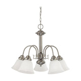 NUVO 60-3240 Ballerina 5 Light Chandelier, 24" Frosted White Glass, Brushed Nickel Finish, 120V, 60W