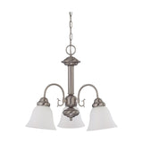 NUVO 60-3241 Ballerina 3 Light Chandelier, 20" Frosted White Glass, Brushed Nickel Finish, 120V, 60W