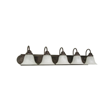 Nuvo 60-327 Ballerina - 5 Light 36" Vanity with Alabaster Glass Bell Shades - Old Bronze Finish