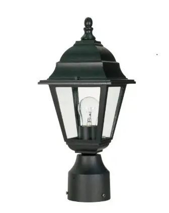 Nuvo 60-3456 Briton Post Lantern w/ Clear Seed Glass, 1 Light, Wattage 60W, Textured Black