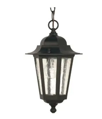 Nuvo 60-3476 13 in 60W Cornerstone LED Hanging Lantern w/ Clear Seed Glass, 1 Light, Textured Black