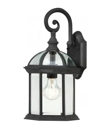 Nuvo 60-3496 Boxwood 15" Outdoor Wall Light w/ Clear Beveled Glass, Wattage 100W, Black