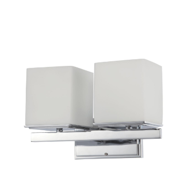 Nuvo 60-4082 Bento - 2 Light Vanity with Satin White Glass - Polished Chrome Finish