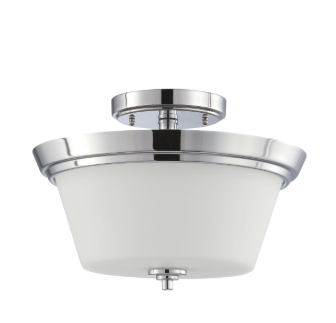 Nuvo 60-4087 Bento - 3 Light Semi Flush with Satin White Glass - Polished Chrome Finish