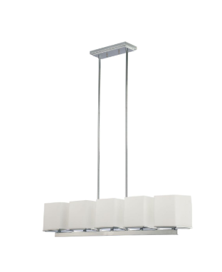 Nuvo 60-4091 Bento - 5 Light Island Pendant with Satin White Glass - Polished Chrome Finish