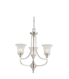 NUVO 60-4145 Surrey - 3 Light Chandelier with Frosted Glass - Brushed Nickel Finish