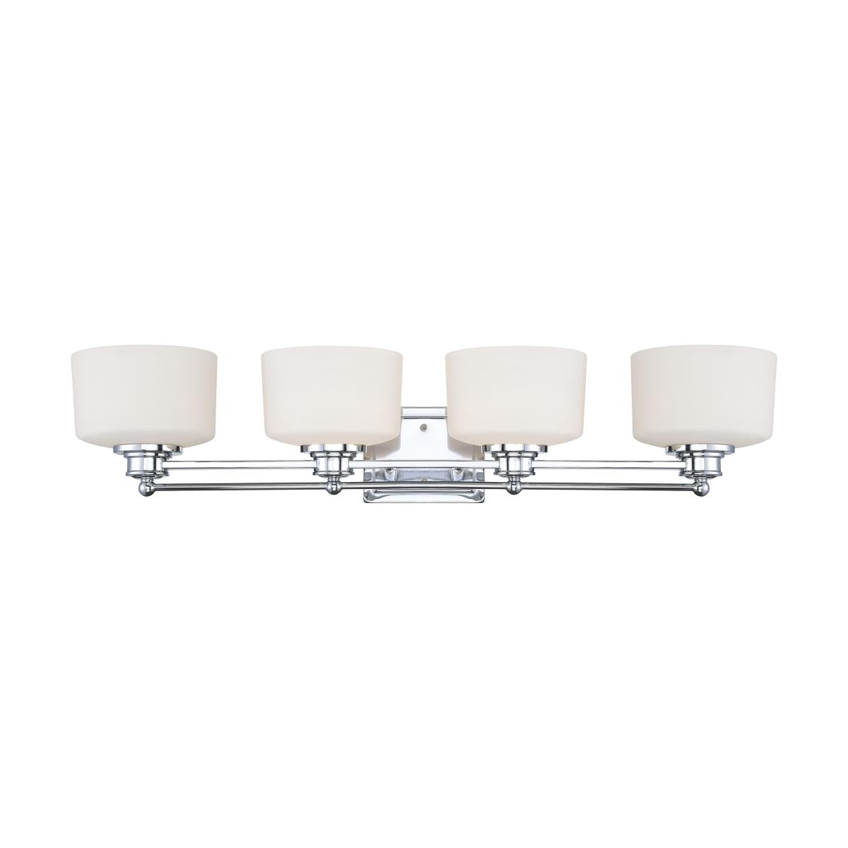 Nuvo 60-4584 Soho 4-Light Vanity Wall Fixture, 100W Max, 120V, Satin White Glass, Polished Chrome Finish
