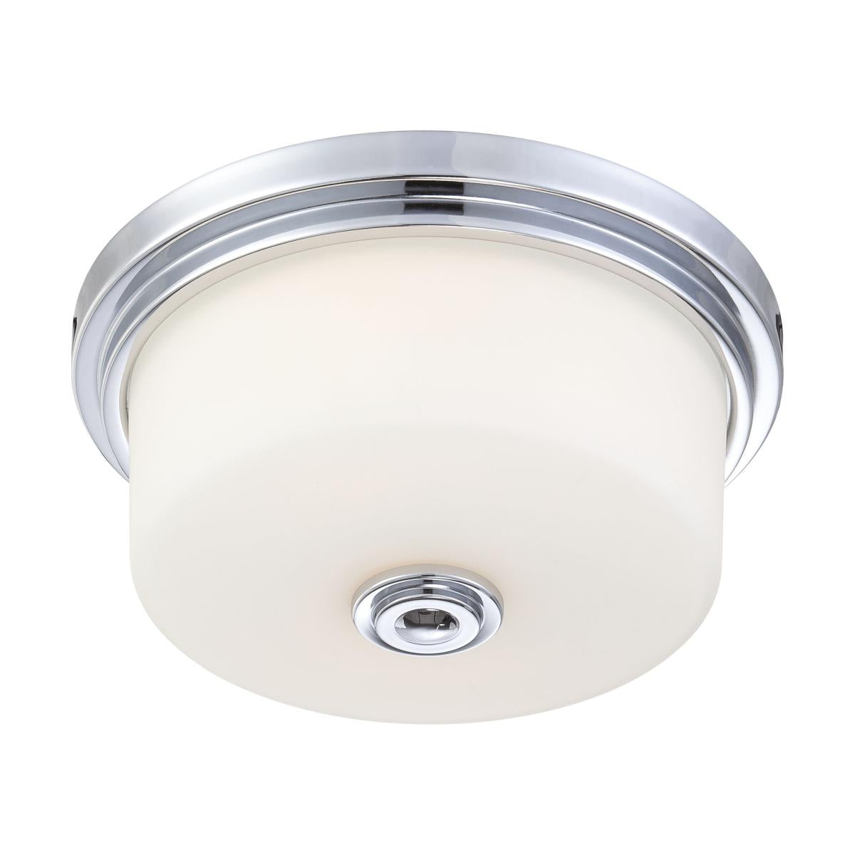 Nuvo 60-4591 Soho 2-Light Medium Flush Mount, 60W Max, 120V, Satin White Glass, Polished Chrome Finish