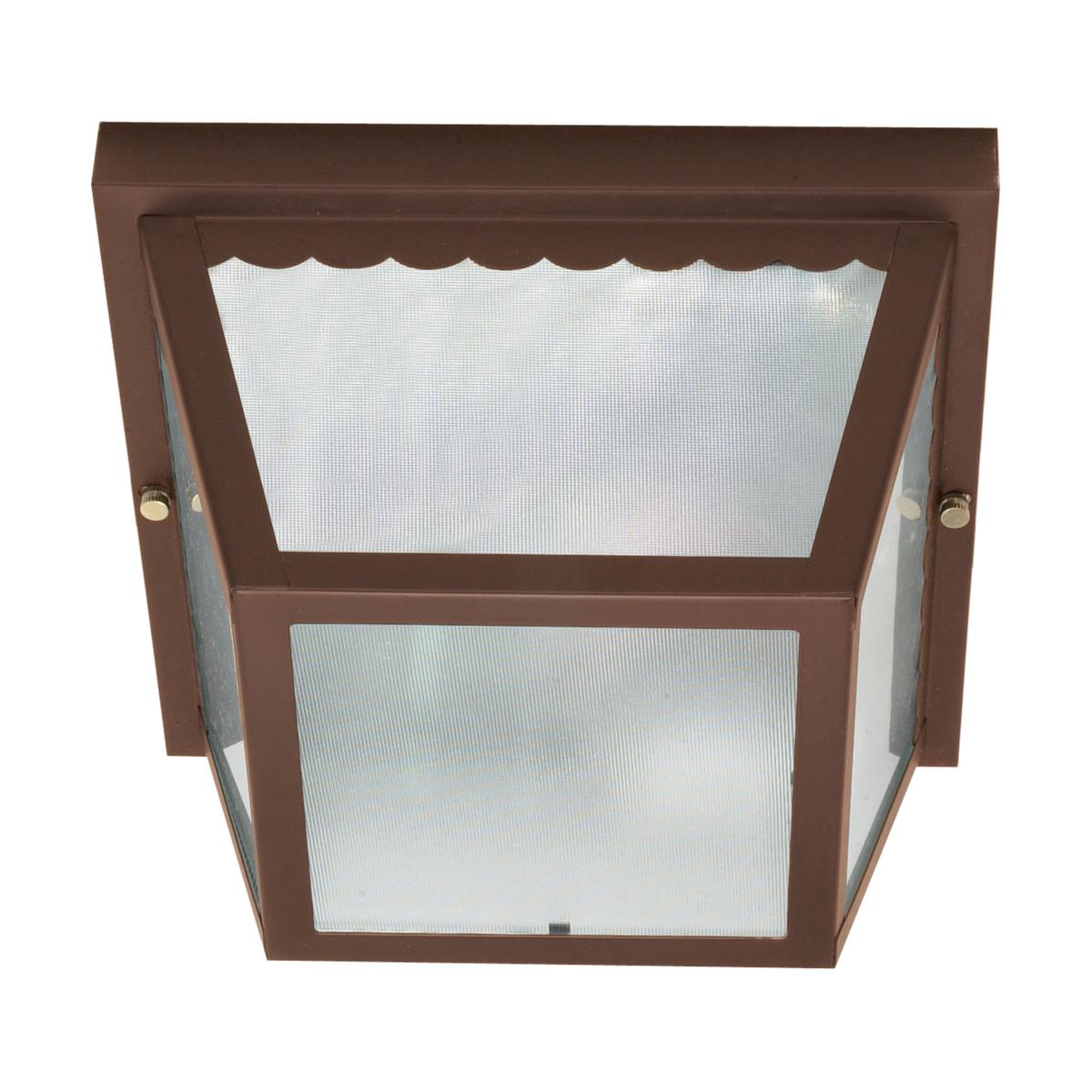 Nuvo 60-472 10" 2-Light Carport Flush Mount, Frosted Glass, Old Bronze Finish, 60W Max, Wet Rated