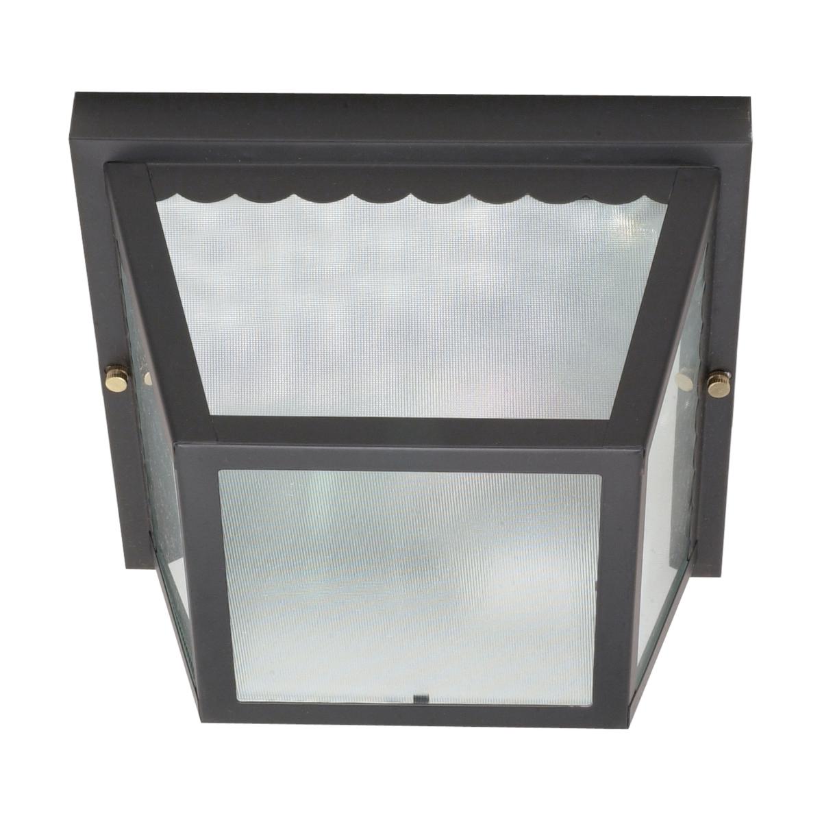 Nuvo 60-473 10" 2-Light Carport Flush Mount, Frosted Glass, Black Finish, 60W Max, Wet Rated