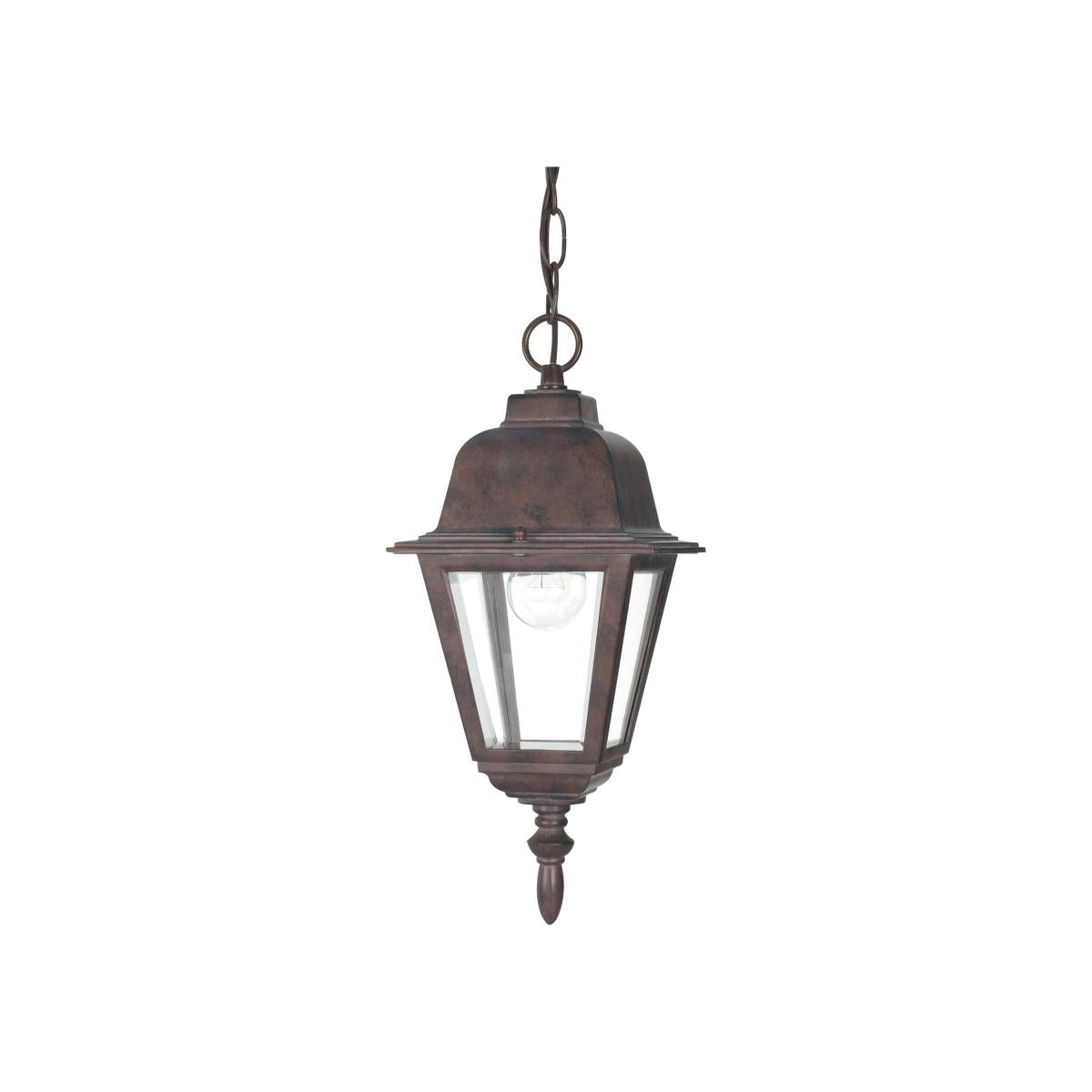 Nuvo 60-488 Briton 10" 1-Light Hanging Lantern, Clear Glass, Old Bronze Finish, 60W Max, Damp Rated