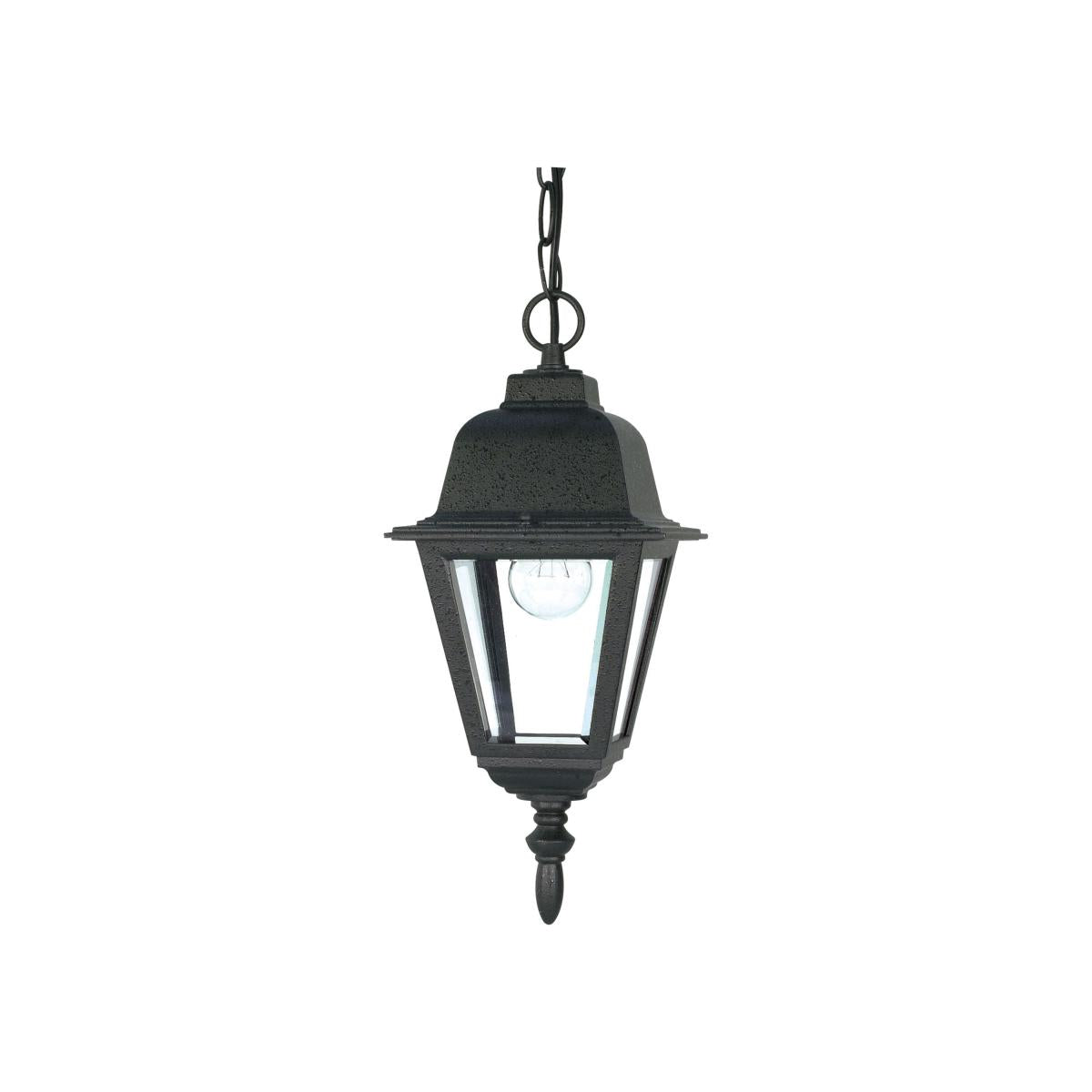 Nuvo 60-489 Briton 10" 1-Light Hanging Lantern, Clear Glass, Textured Black Finish, 60W Max, Damp Rated