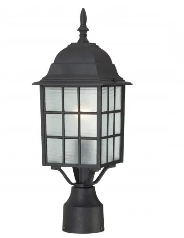 Nuvo 60-4909 17" Adams Outdoor Post Light, Frosted Glass, Black Finish