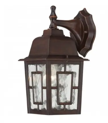 Nuvo 60-4922 12" Banyon Outside Wall Light, Clear Water Glass, Rustic Bronze