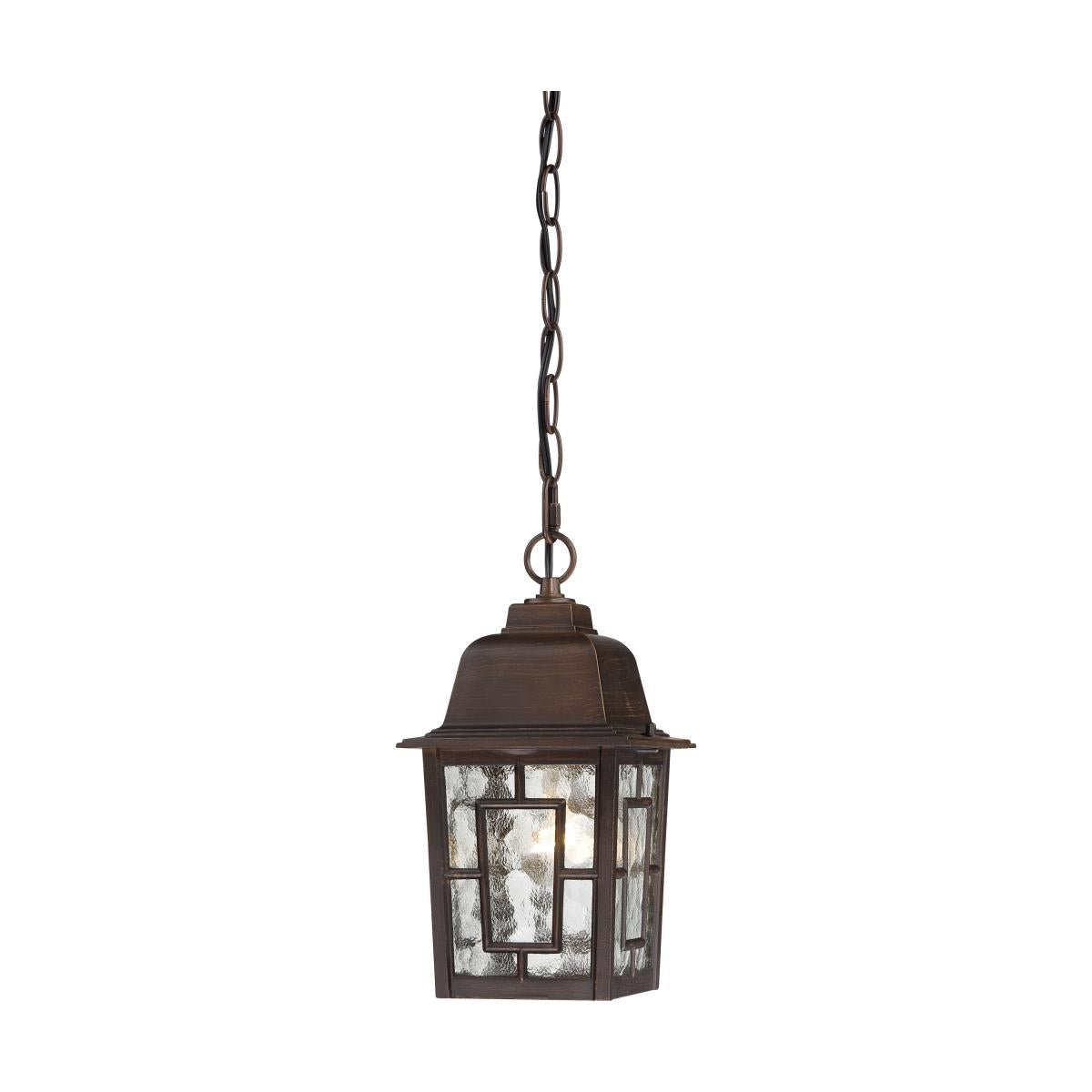 Nuvo 60-4932 Banyan 1-Light 11" Hanging Lantern, 100W Max, 120V, Clear Water Glass, Rustic Bronze Finish